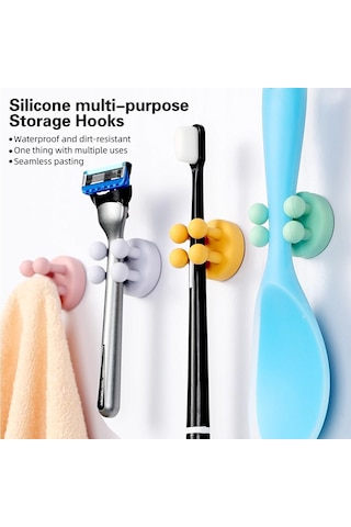 Yeşil Fonken 1 Adet Evrensel Silikon Kanca Mutfak Yaratıcıları Kendinden Yapışkanlı Diş Fırçası Tutucu Çok Amaçlı Su Geçirmez Depolama Tutucular