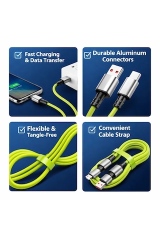 Go İthalat 4-in-1 240w Pd Hızlı Şarj Kablosu Type-c Lightning Destekli Pl-8632