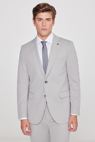 AC&Co / Altınyıldız Classics Erkek Grı Slim Fit Dar Kesim Mono Yaka Beli Bağlamalı Kapak Cepli Esnek Takım Elbise Grı