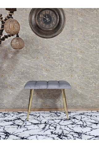 Zafir Gold Sivriltme Ayaklı 60 Cm Puf Bench - Puf - Bench - Oturak - Mutfak Oturağı - Antre Oturağı Gri