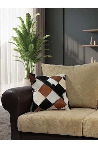 Premium Dekoratif Patchwork Deri Kırlent Kılıfı/ev Ve Ofis Için Gerçek Deri 45x45cm Kırlent Kılıfı Çok Renkli