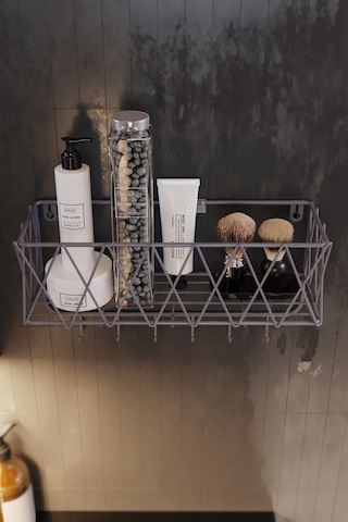 Metal Şampuanlık Banyo Rafı Banyo Düzenleyici Organizer Nardo Gri