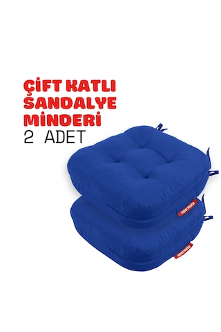 Xpermate 2'li Çift Kat Sandalye Minderi 42x42x8 Mavi