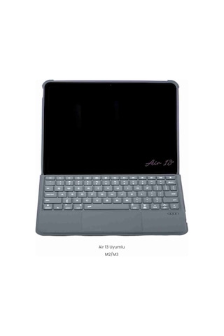 Apple Uyumlu iPad Air 13 M2/m3 Ledli 360 Manyetik Standlı Touchpadli Katanya Klavyeli Tablet Kılıfı Klavyeli Kılıf