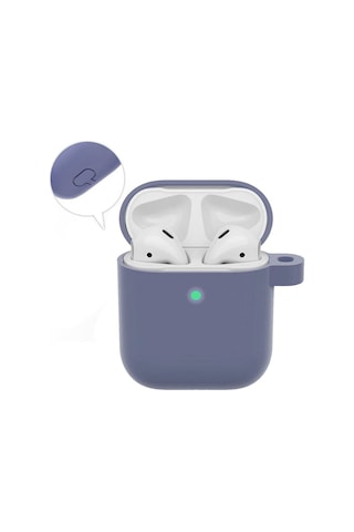 Wozlo Apple Uyumlu AirPods 1. Ve 2. Nesil Koruyucu Silikon Kılıf - Silikon Koruma Kılıfı - Lila