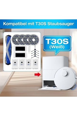 Flybuy Ecovacs Deebot T30s Robot Süpürge Yedek Parçaları Ana Yan Fırçalar Hepa Filtreler Paspas Pedleri Toz Torbaları