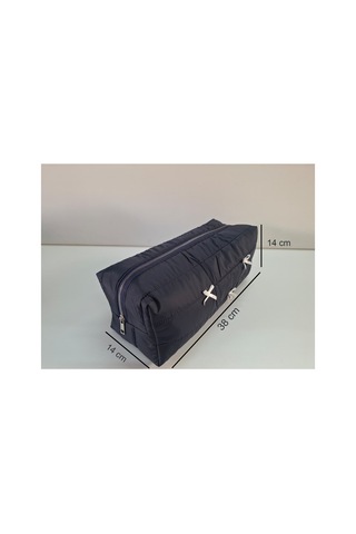 Dreamy Navy Kapitone Fiyonklu Tüm Saç Şekillendiricilerine Uygun Organizer Çanta Tb043
