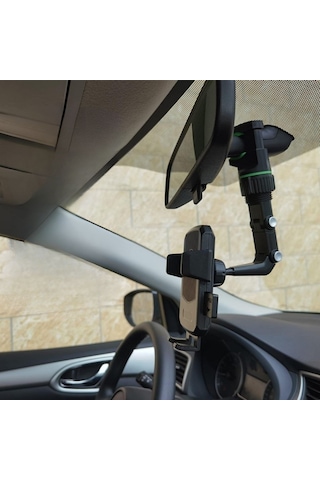 Hobibahçem Dikiz Aynasına Takılabilen Eklemli Telefon Tutucu Aparat Siyah