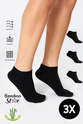 Ambu Kadın Siyah Patik Dikişsiz Premium Çorap 3 Lü Paket