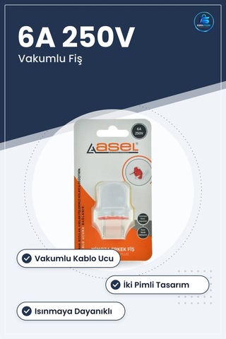 Vakumlu Erkek Fiş Mimoza 6a 250v Kablo Ucu Elektrik Bağlantısı Ev