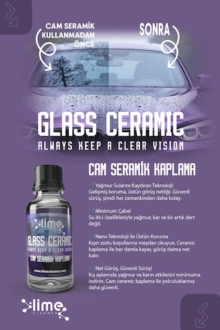 Lime Cleaner Araba Cam Seramik Kaplama 30ml - Yüksek Su İticiliği Ve Uzun Süreli Koruma