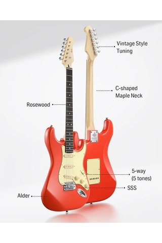 Donner Dst-600 Elektro Gitar Fiesta Red