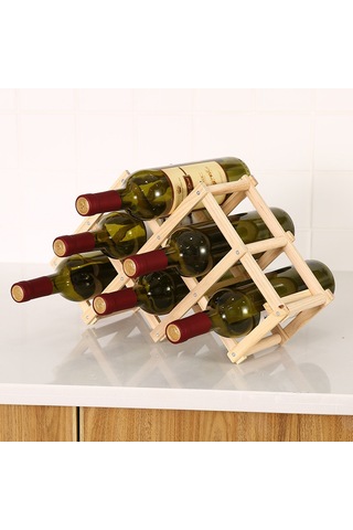 Hangfox Ahşap İçki Rafı, Gökyüzü Ağacı Malzemesi, Yaratıcı Katlanabilir Tasarım, Beş Şişelik Kapasite, Ev Dekorasyonu, Dayanıklı Kullanım