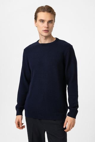 Back And Bond Lacivert Regular Fit Pamuklu Bisiklet Yaka Triko Kazak