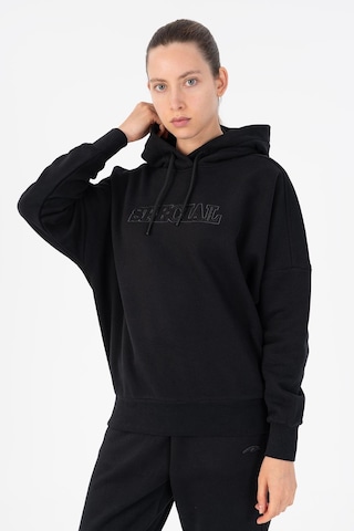 Maraton Oversize Kadın Kapüşonlu Siyah- Sweatshirt Siyah-