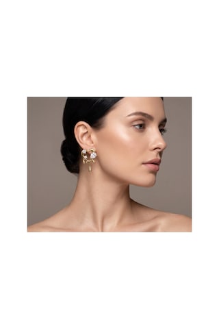Golden Heart Bloom Crystal Küpe Altın