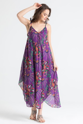 Askılı Vual Afrodit Midi Boy Elbise Mor 6194 - Kadın