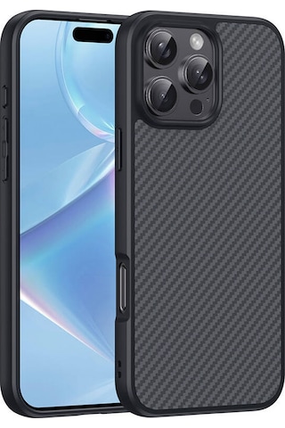 Apple Uyumlu iPhone 16 Pro Max Kılıf M-safe Şarj Özellikli Karbon Fiber Tasarımlı Zore Elnino Kapak Siyah