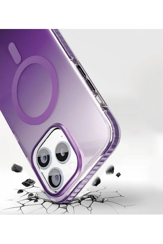 Apple Uyumlu iPhone 16 Pro Max Grace Renk Geçişli Magsafe Koruyucu Kılıf Mor