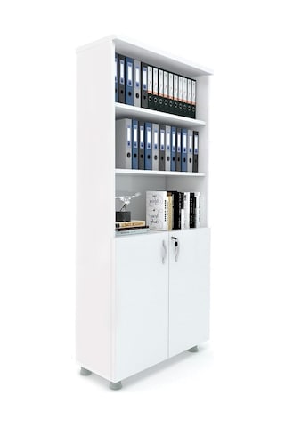 Modüler Dünyası Kapaklı Kitaplık Dosya Dolabı Beyaz - 80X38X188 Beyaz