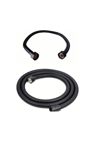 Fleko Duş Hortumu  & Kısa Robot Duş Ara Bağlantı Hortumu  Siyah 2 Diğer
