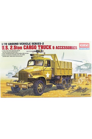 Academy 13402 1/72 Ölçek, Amerikan. 2.5 Ton Kargo Kamyonu Ve Aksesuarları Demonte, Plastik Maket Seti