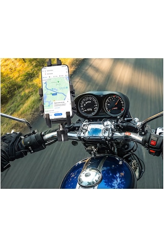 Titreşim Önleyici Gidon Telefon Tutucu Dayanıklı Abs Paslanmaz Çelik Yapı 4.7-6.9" Uyumlu Gümüş - Siyah