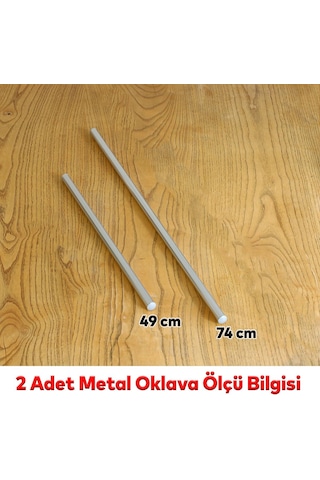 Badem10 Alüminyum Metal Oklava 2'li Set 74-49 Cm Börek Hamur Yufka Açma Silindir Yuvarlak Uzun Kısa Mutfak