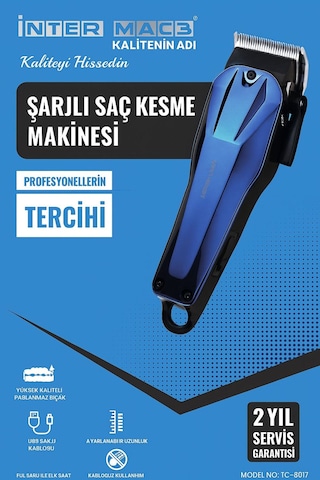İnter Mac3 Şarjlı Saç Kesme Makinesi Tc-8017 5067