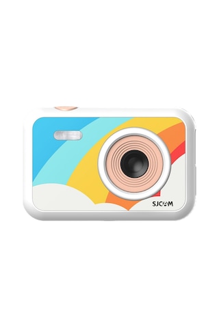 SJCAM FunCam Çocuklar için Fotoğraf Makinesi ve Kamera Gökkuşağı Desenli Beyaz