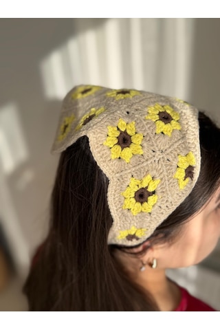 Kadın El Örgüsü Üçgen Bandana Saç Aksesuarı Karışık (Çok Renkli)
