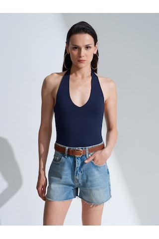 Dilvin 21231 Halter Yaka Bodysuit-k.lacivert