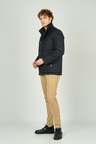 Daynax Erkek İçi Kürklü Deri Biyeli Kapitone Kaban 4924000 Lacivert Lacivert