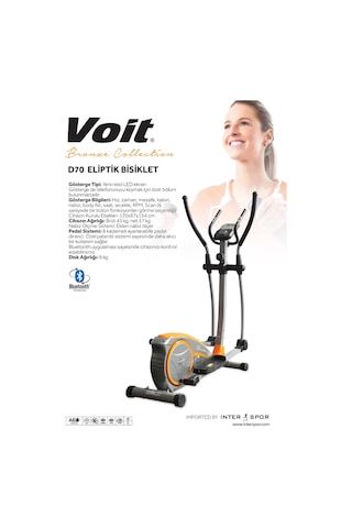 Voit D70 Bronze Collection Eliptik Kondisyon Bisikleti Bluetooth Destekli, 8 Kademe Direnç, Led Göstergeli, Nabız Ölçerli Diğer Çok Renkli