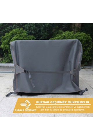 Haegs Bahçe Mobilyası Örtüsü, 150-150-74cm, Ağır Hizmet Oxford Kumaş, Su Geçirmez, Dış Mekan Veranda Masa Örtüsü, Havalandırmalı Masa Ve Sandalye Koruma Kılıfı - Gri