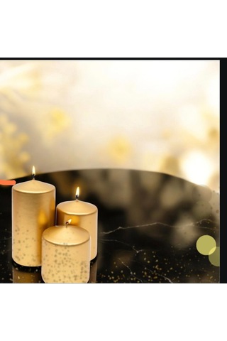 Denic 3 lü Mum Seti  Metalik Gold Blok Mum Metalik Silindir Mum Baton Mum