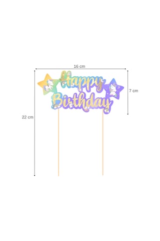 Unicorn Temalı Happy Birthday Kaligrafi Pasta Üstü Süs Tüm Yaşlar