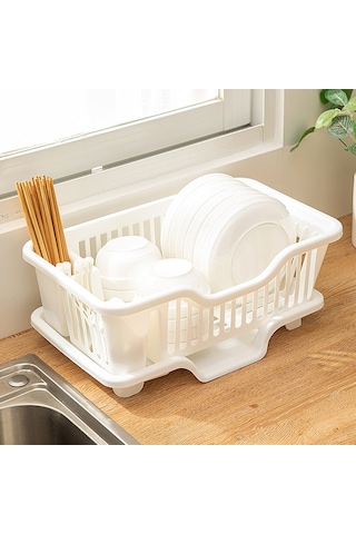 Qingmipy Büyük Boy Beyaz Kalın Tabak Bulaşık Rakası - Mutfak Tezgahı Su Filtreli Servis Ürünleri Depolama Organizatörü Diğer