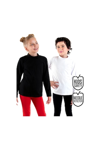 Denokids Siyah Ve Beyaz Unisex C Ocuk 2'li Paket Bog Azlı T-shirt Renkli