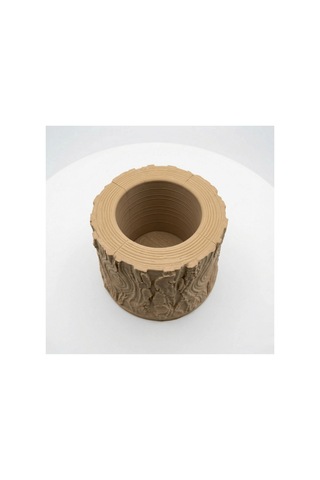 3d Baskı Ahşap Dokulu Kütük Saksı Ve Kalemlik - Özel Hediye Kutulu