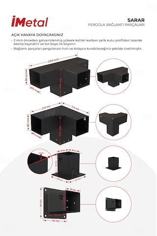 Sarar Duvardan İki Bölümlü Pergola Seti Ahşaplar Ve Tente Dahil