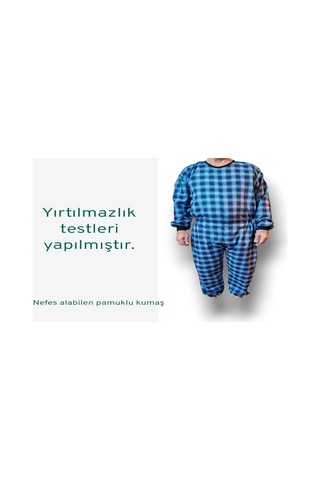 Benlife Uzun Kol Ribanalı Demans Tulumu Ekose Kumaş