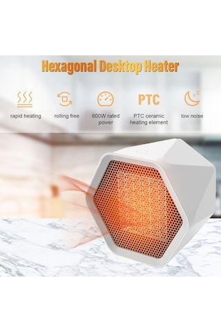 Flybuy Mini Uzay Isıtıcı, 600w, 2 Vites, Beyaz, Kompakt, Taşınabilir Masa Isıtıcı