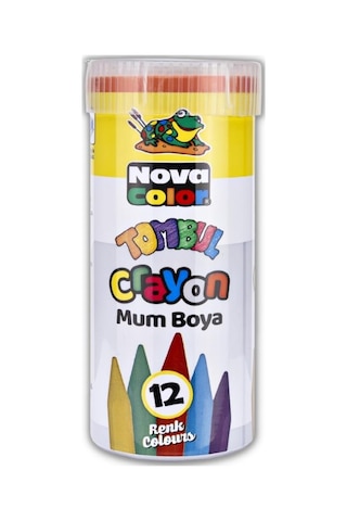 Tombul Mum Boya 12 Renk Metal Kutu 12 Renk Crayon 1 Adet Novacolo