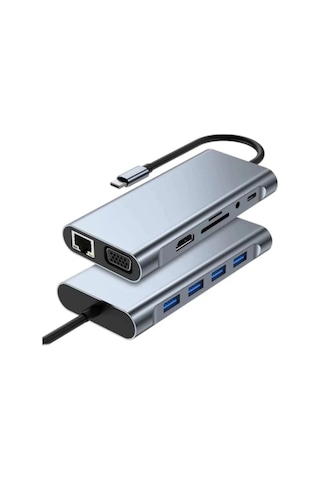 8in1 Type-c Çoklayıcı Hub Hdmı 4k Usb 3.0 Sd Tf Kart Rj45 Ethernet Dönüştürücü Adaptör 5047 Belirtilmemiş