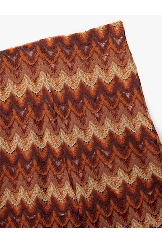 Koton Rahat Kesim Desenli Bol Paça Kroşe Pantolon Kahverengi Desenli 5sak40042ek Kahverengi Desenli Kahverengi