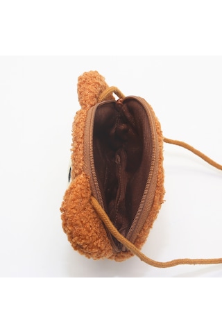 Peluş Trend Çocuk Ayı Kedi Crossbody Çanta - Siyah