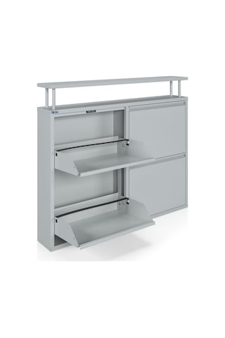 Ceha Tablalı 4'lü Metal Ayakkabılık - Gri K.AYK-2.4 /G/P 7035