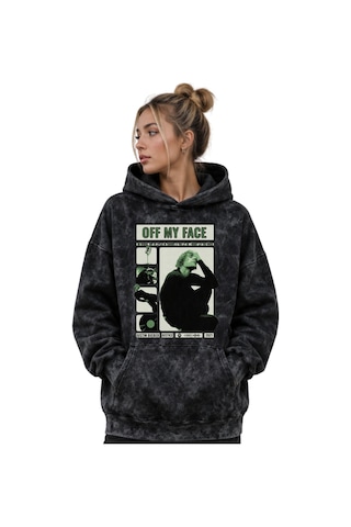 Sevbano Justin Bieber Şarkıcı Baskılı Unisex Oversize Premium Yıkamalı Ho Siyah