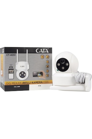 Cata Ct-4051 Gece Görüşlü Akıllı Dış Mekan 360 Dönebilen Güvenlik Ip Kamera Full Hd 1080p Tuya Smart Life+ Destekli